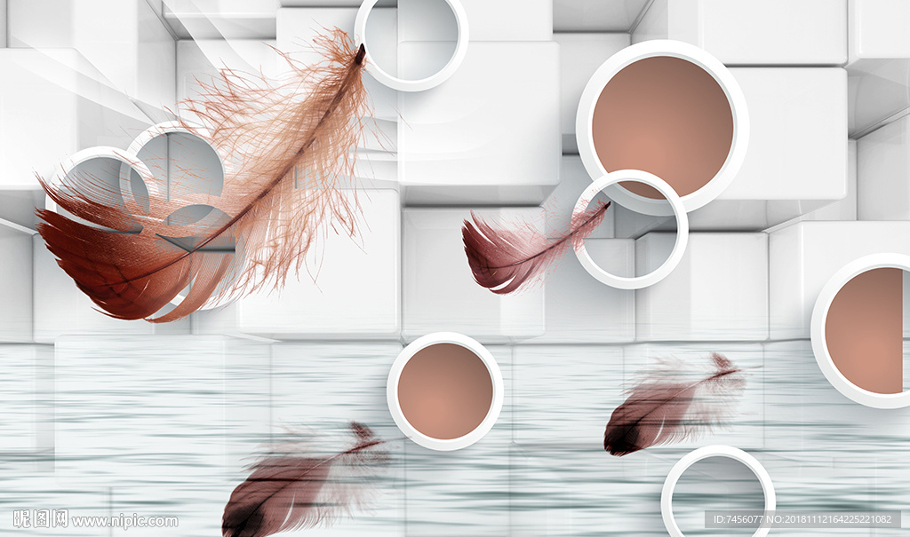 羽毛飘落高清立体背景墙