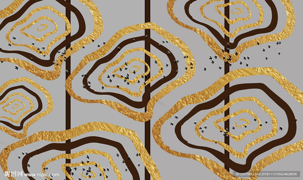 现代风创意金色年轮背景墙