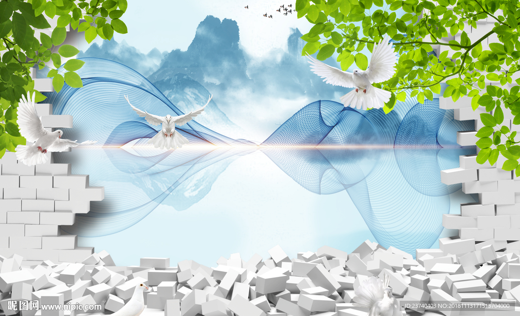 大型壁画 3D电视背景