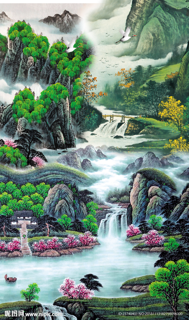 玄关背景图 国画山水