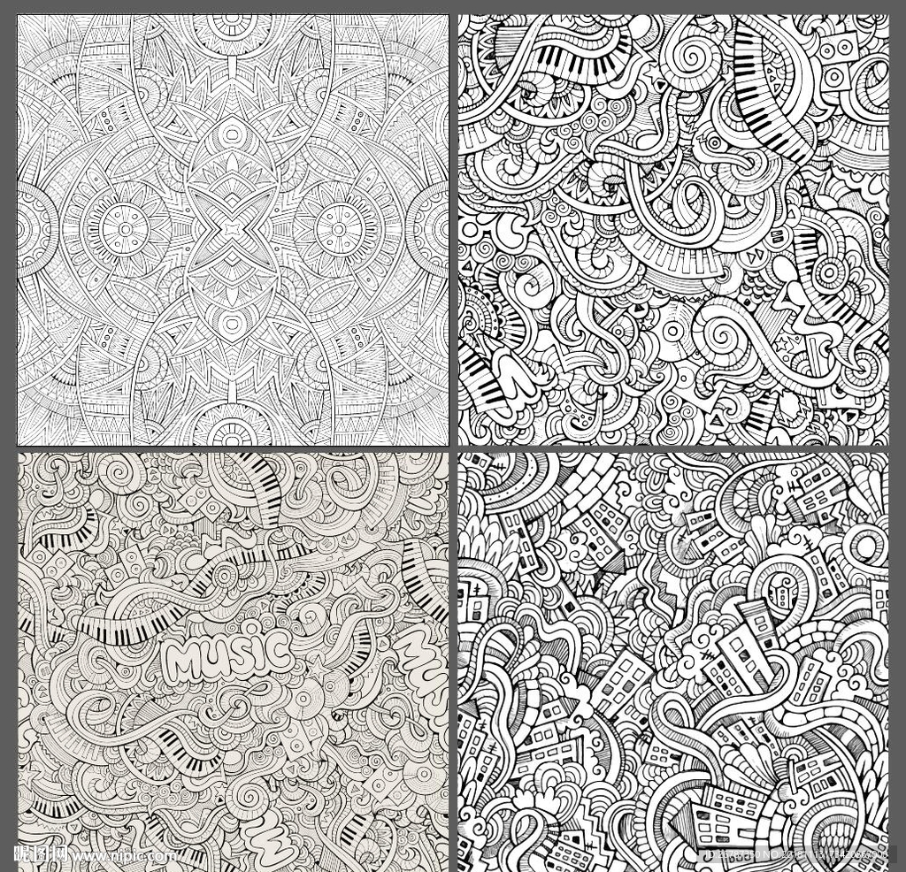 矢量素描风格底纹设计