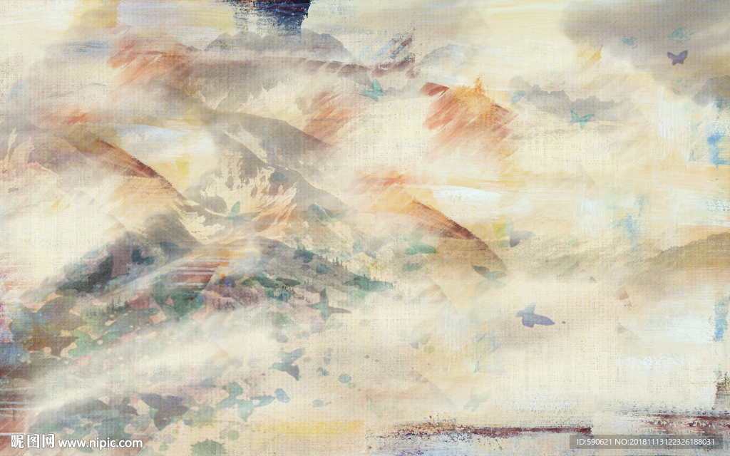 抽象油画背景墙