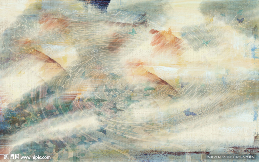 抽象油画背景墙