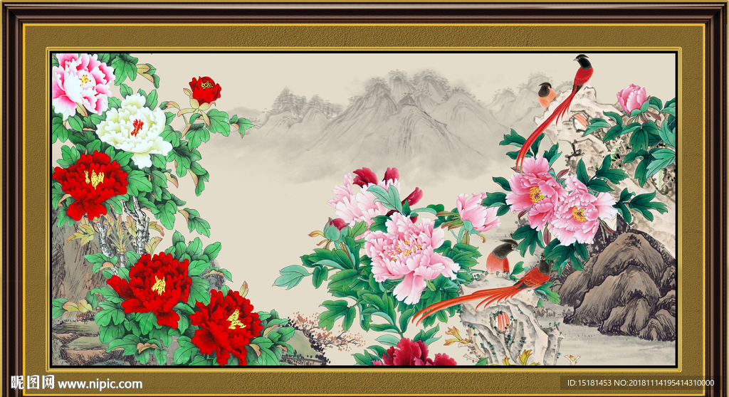 国画牡丹图