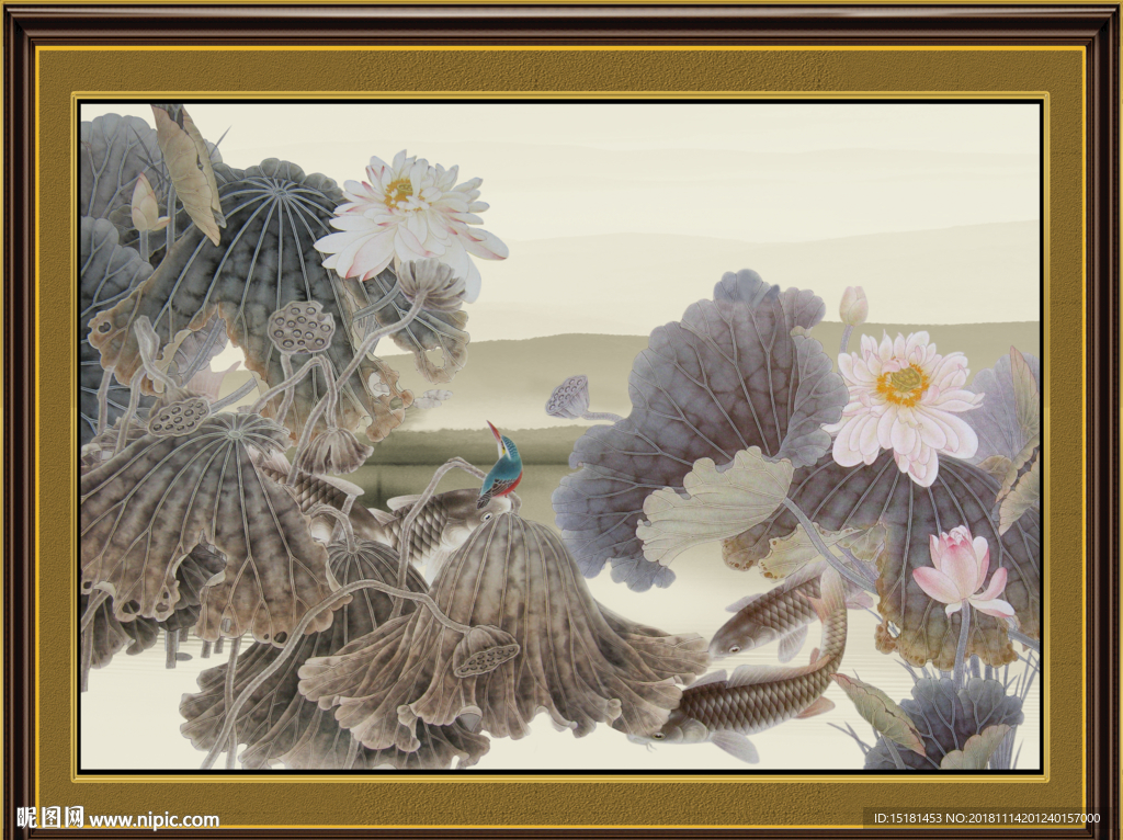 荷花装饰画