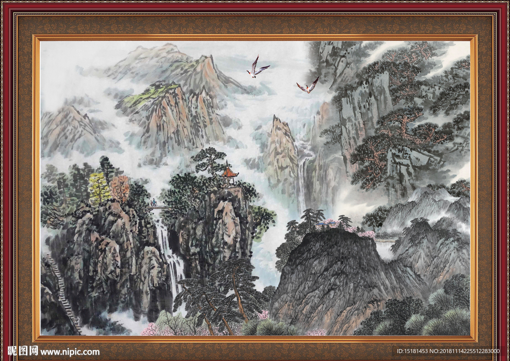 国画 泰山风光