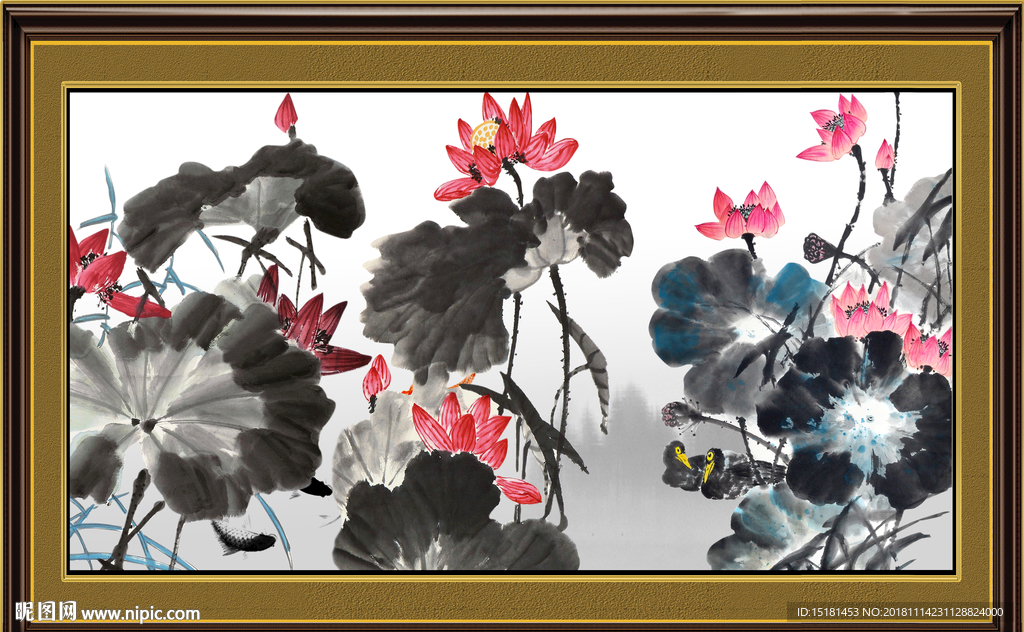 荷花水墨画