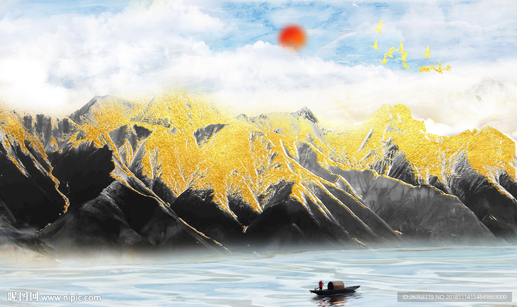 高温烧欧式大理石纹理山水画