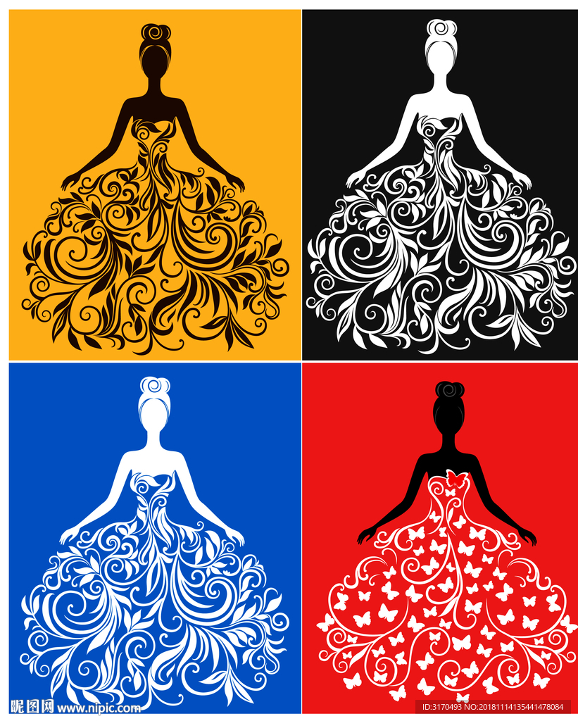 卡通新娘 卡通婚纱 名片素材