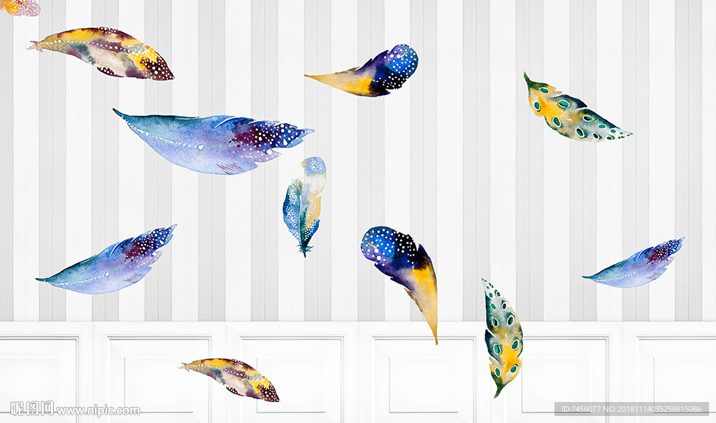 彩色羽毛时尚立体背景墙