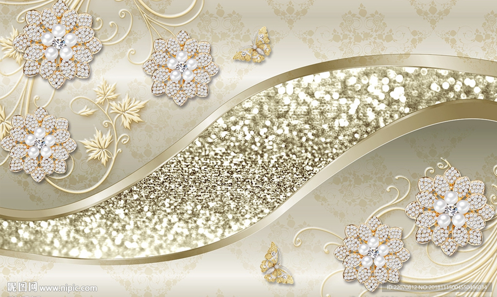 奢华珠宝钻石浮雕背景墙