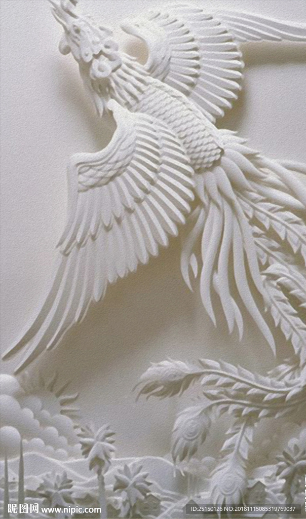 3d浮雕凤呈祥装饰画