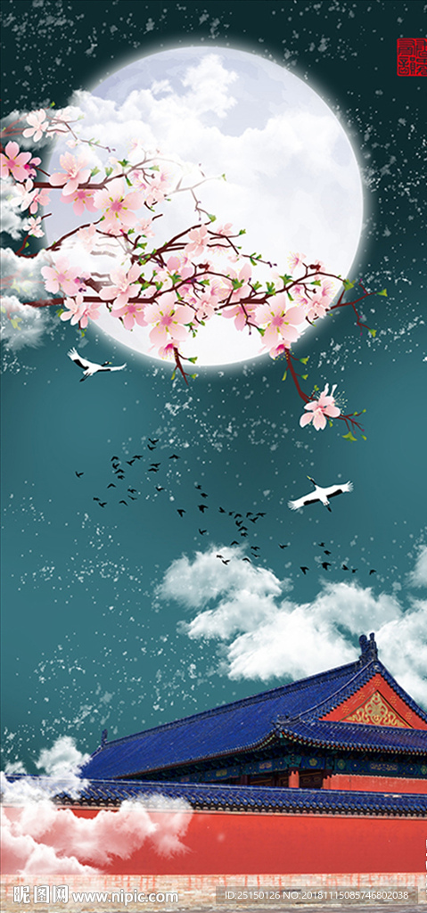 大气古建筑风景装饰画