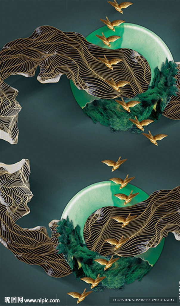 立体碧玉飞鸟装饰画