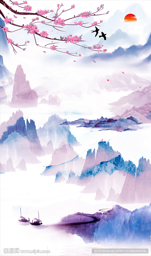 水墨山水花卉装饰画