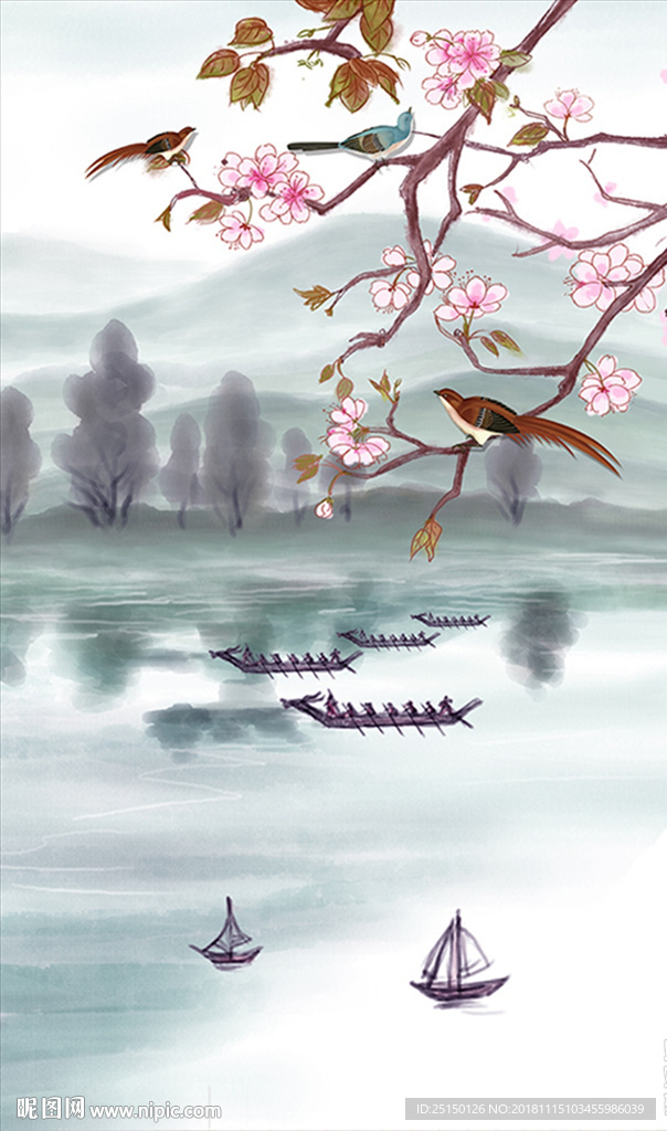 淡雅山水意境装饰画