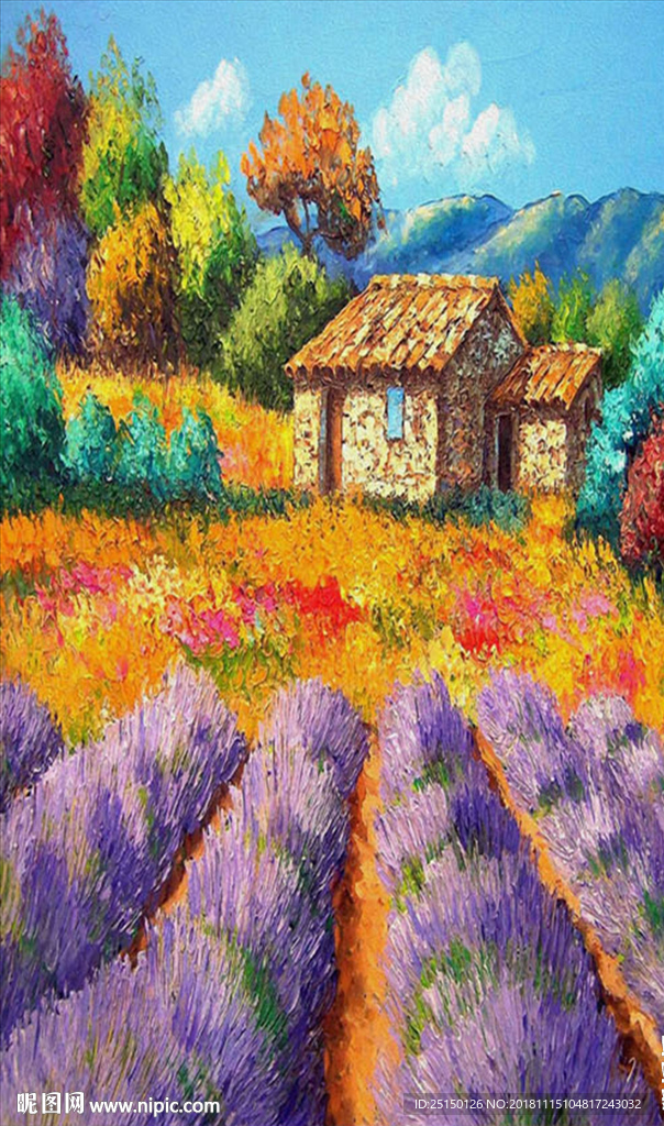 北欧现代山上花卉装饰画