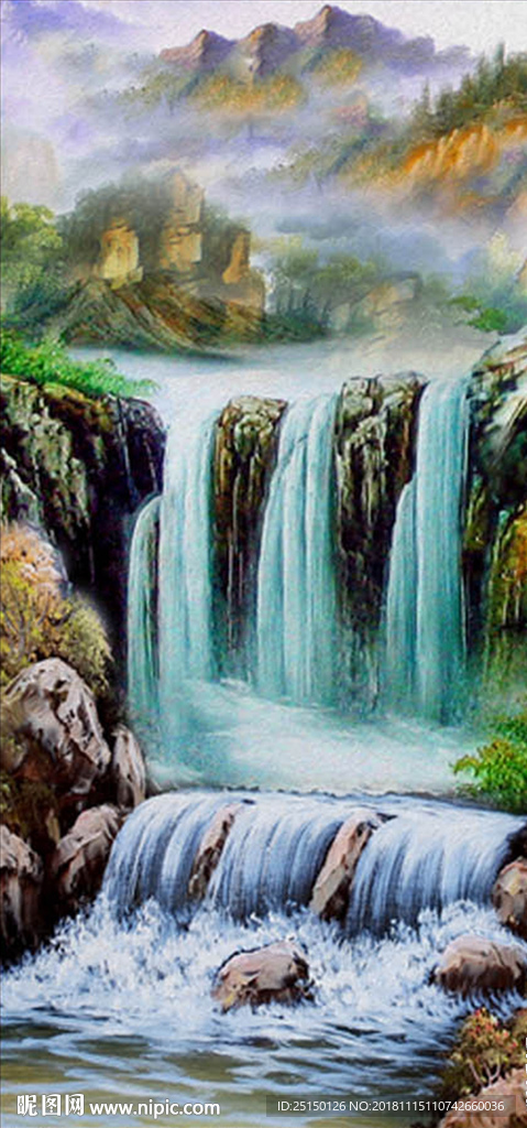 高山流水风景山水装饰画