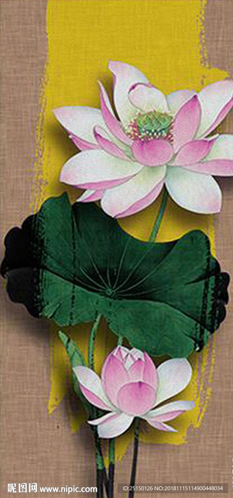 中式荷花装饰画