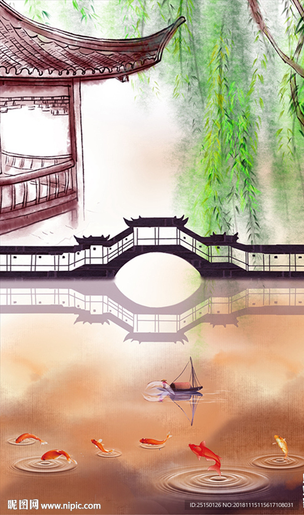 意境小桥山水装饰画