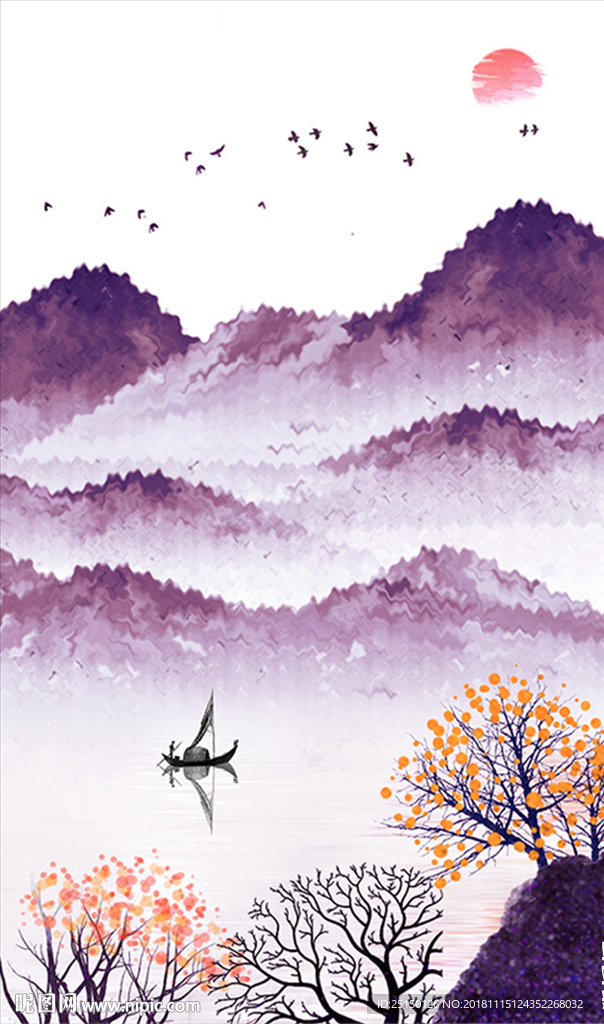 树枝山水装饰画