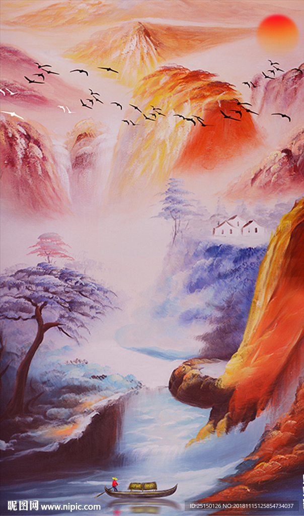 抽象飞鸟唯美风景装饰画