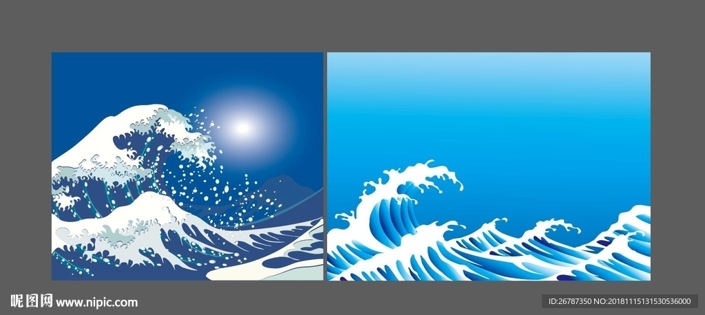 矢量海浪插画设计
