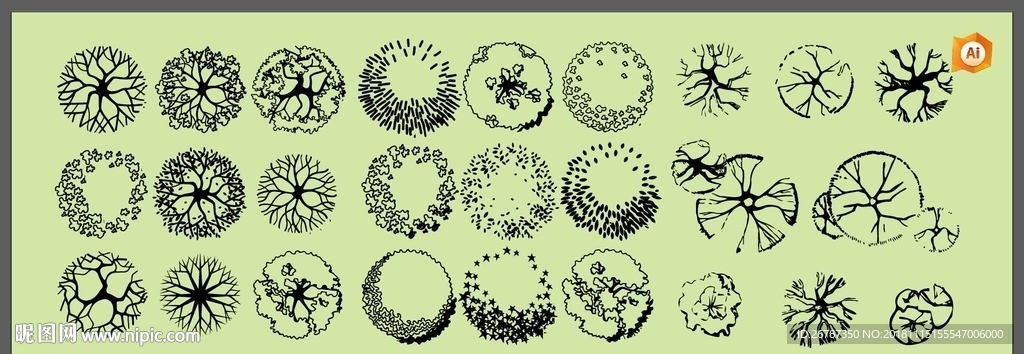 矢量园林手绘绿植系列