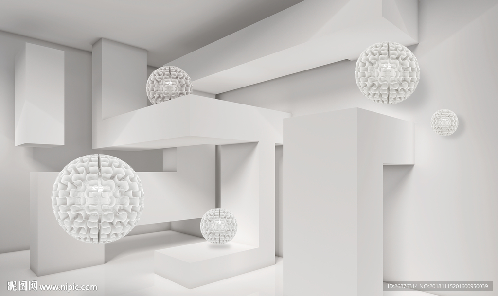 原创抽象空间立体圆圈3D背景墙