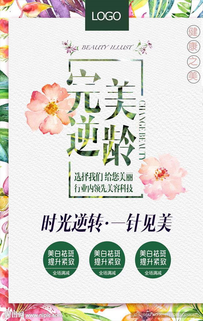 完美逆龄美容美妆海报
