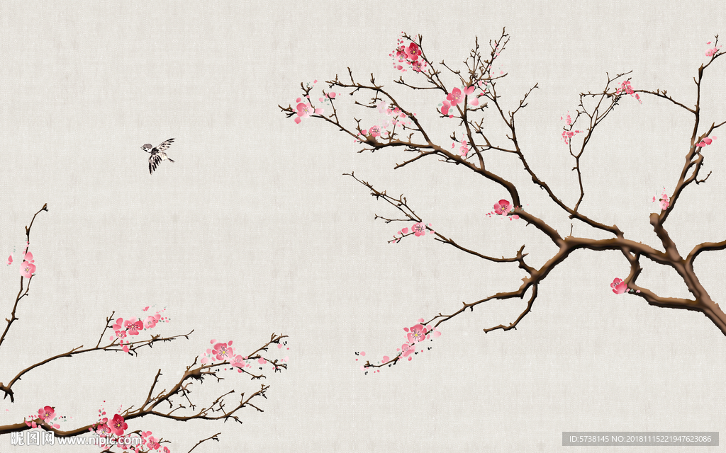 梅花中式艺术创意墙面玄关屏风背