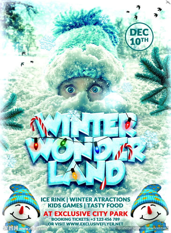 创意个性冬天雪人海报模板设计