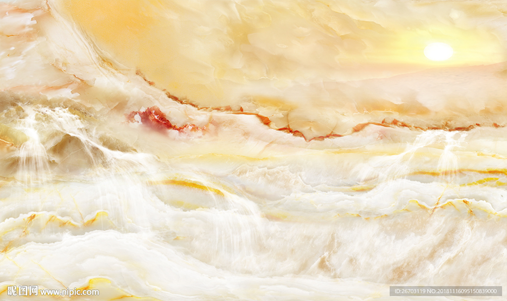 大理石纹山水画背景墙