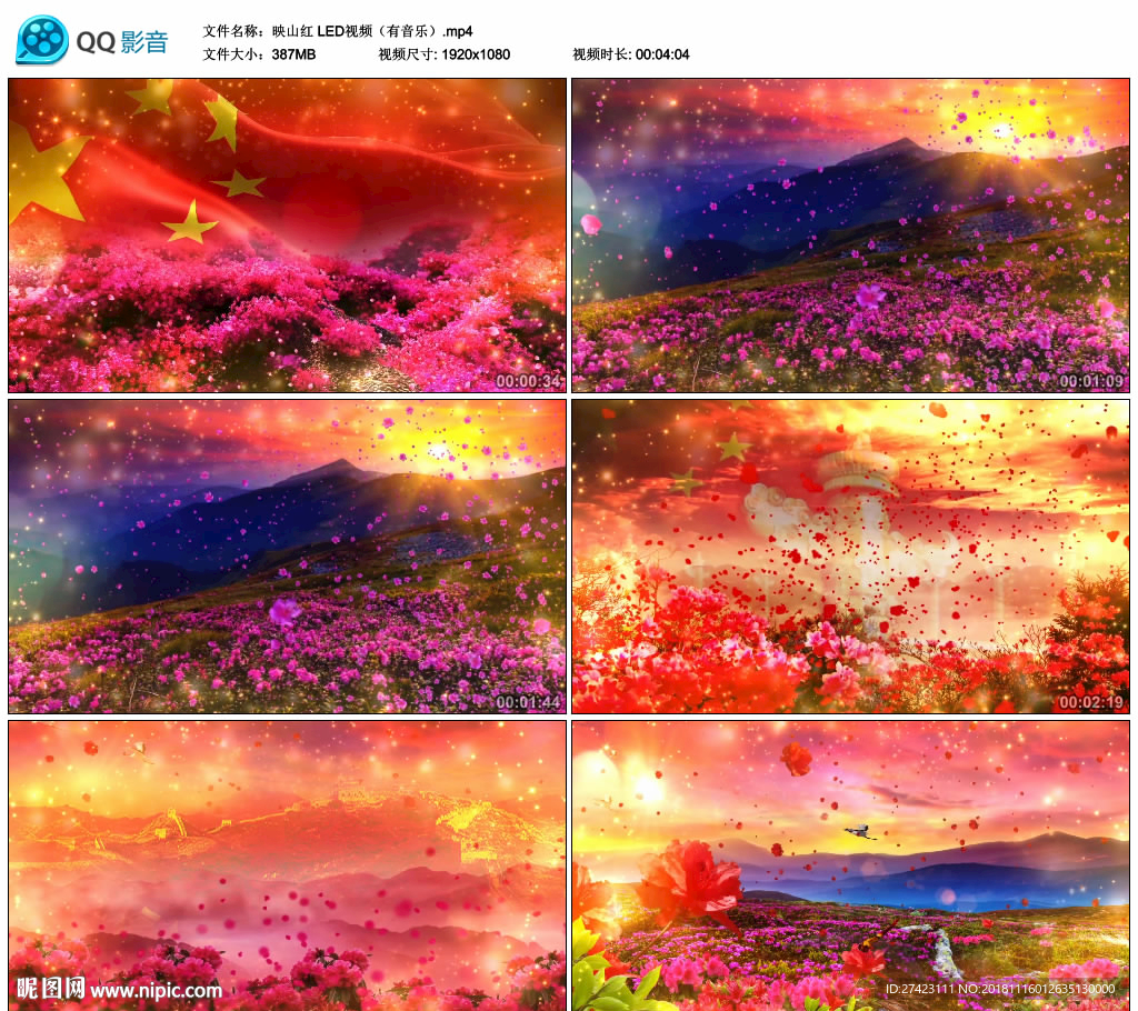 映山红 舞台大屏幕背景视频成品