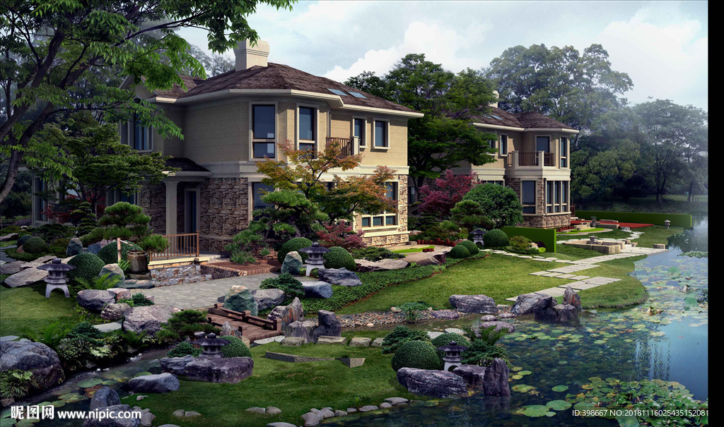 房地产效果图 小区效果图 别墅