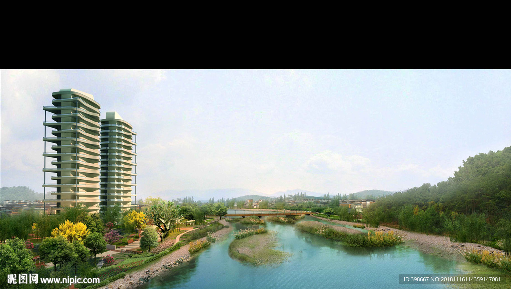 鸟瞰图 房地产效果图 小区效果