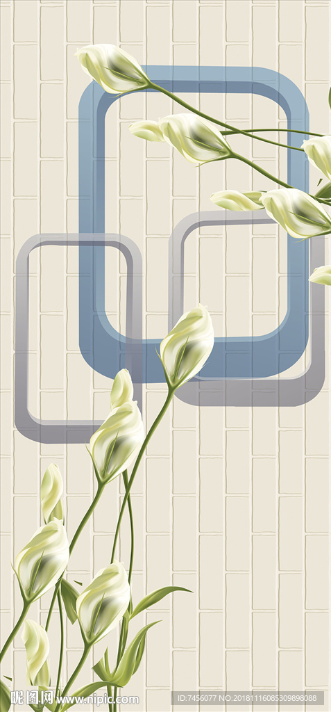 兰花高清立体玄关过道壁画