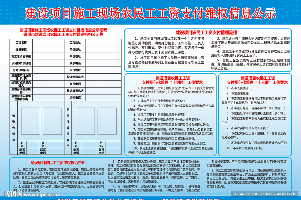 施工现场农民工工资支付维权公示