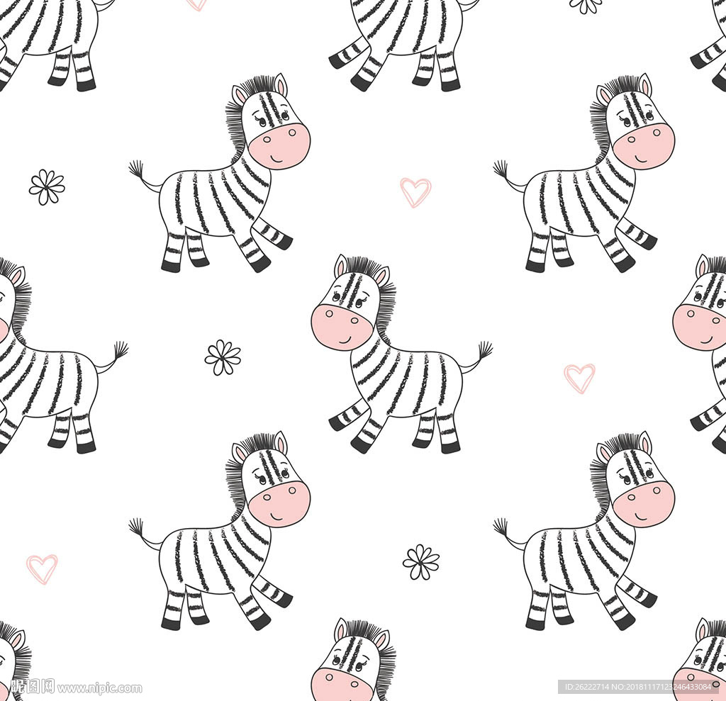 可爱斑马印花图案