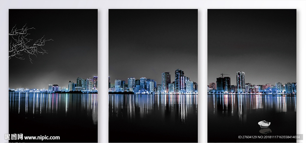 北欧风黑白城市风景创意装饰画