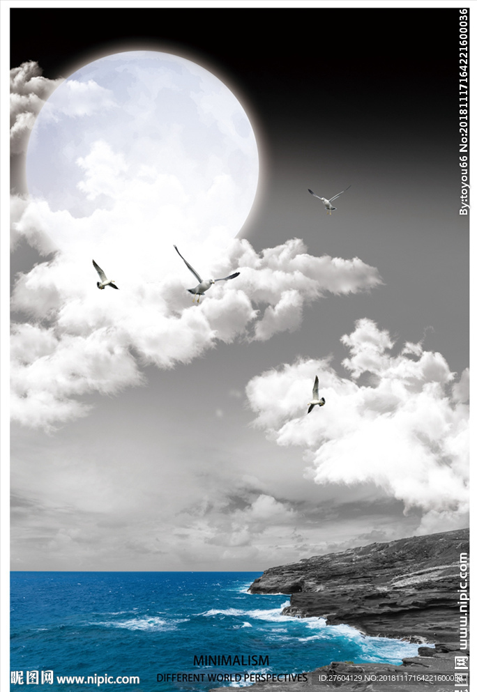 北欧风黑白风景动物创意装饰画