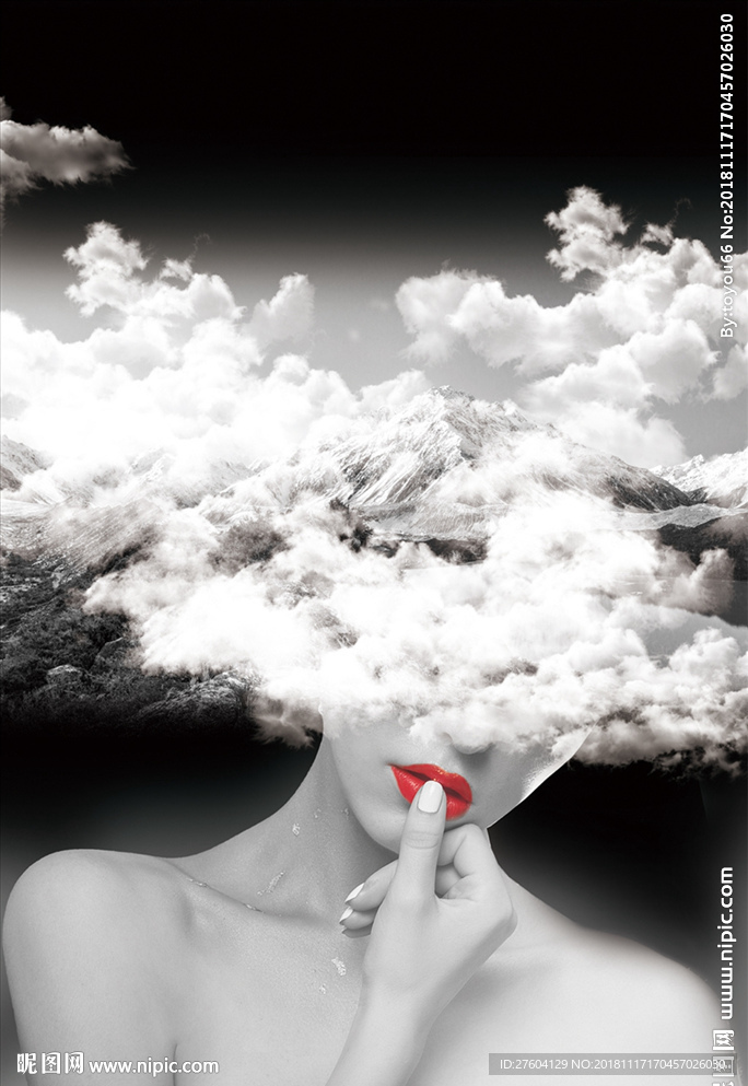 抽象美女风景装饰画