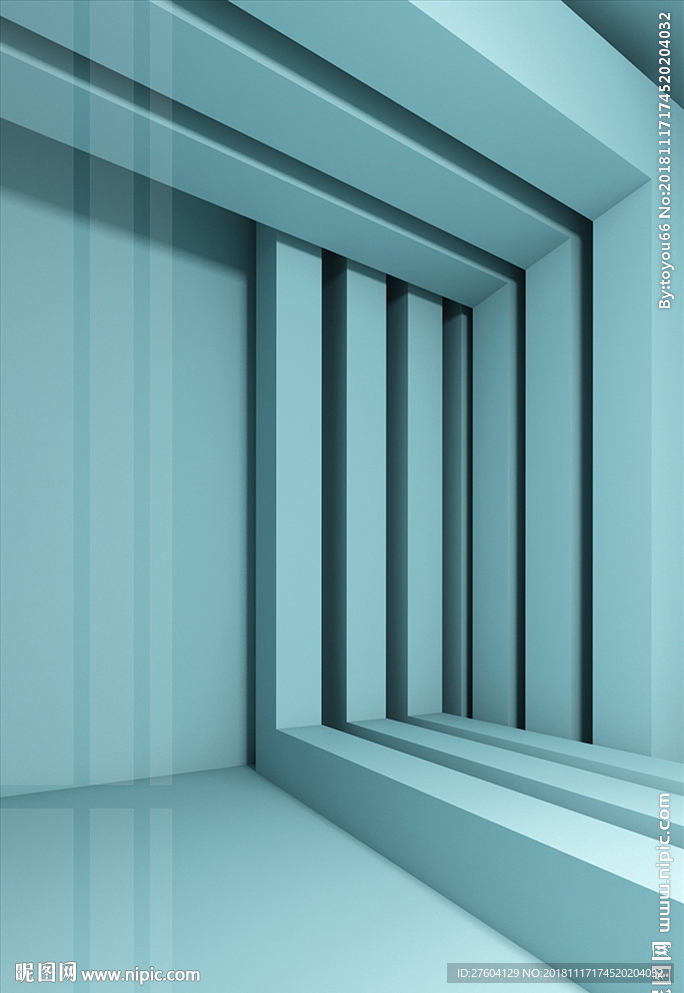 立体空间蓝色创意装饰画