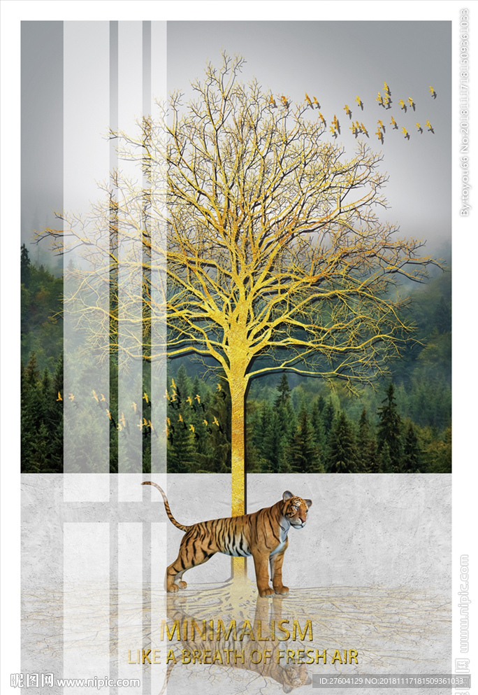 森林动物风景装饰画