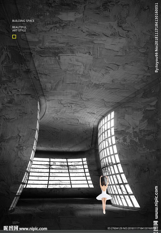 现代建筑机理空间芭蕾装饰画