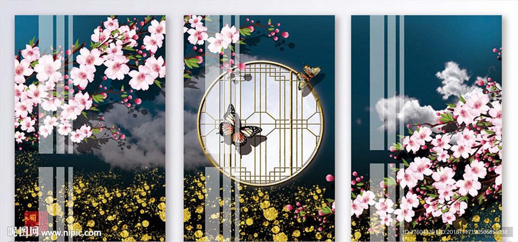 中国风花好月圆风景装饰画