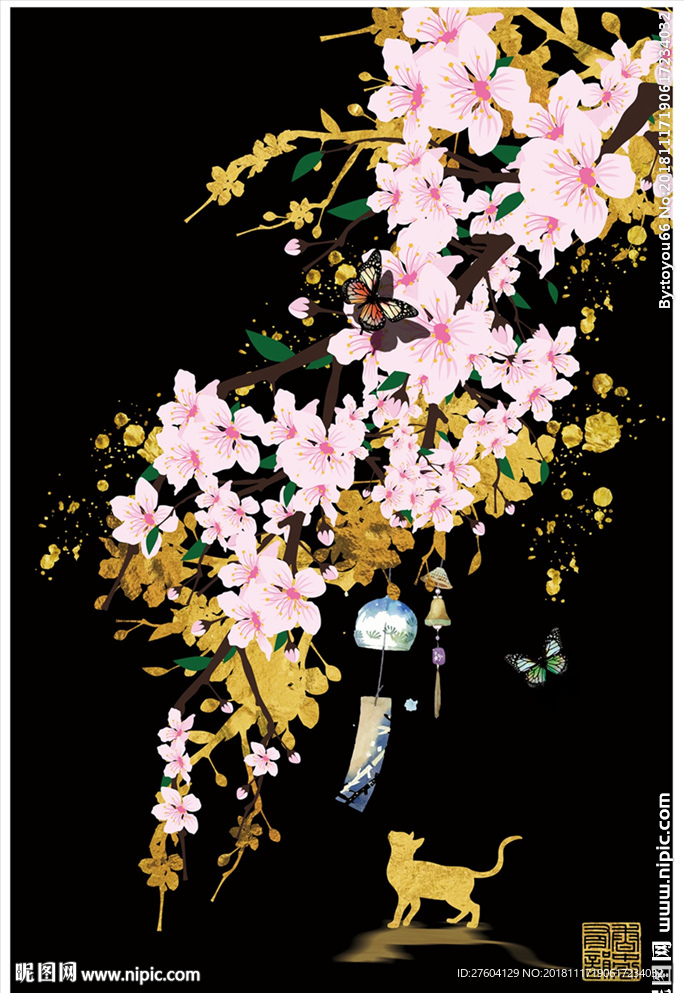 中国风花卉植物民俗装饰画