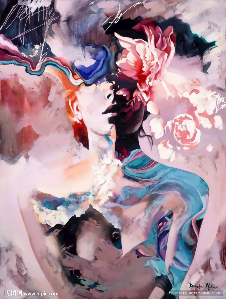 抽象美女与野兽装饰画玄关