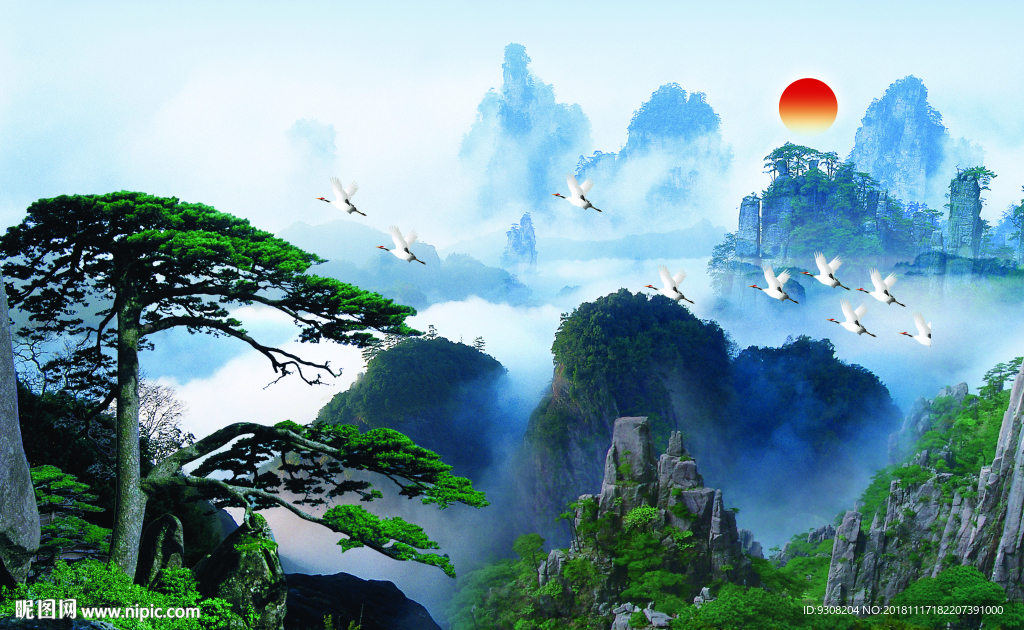 迎客松 迎客松图 迎客松画 迎