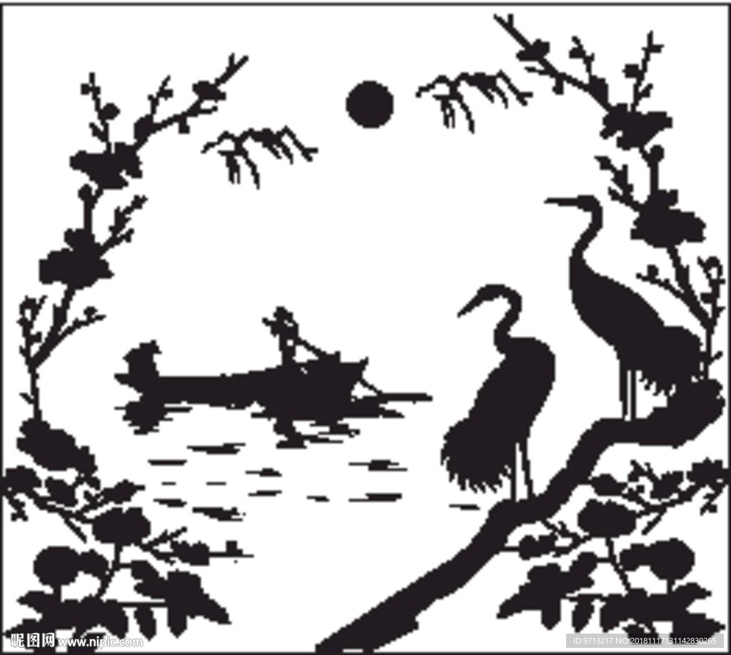 硅藻泥松鹤矢量图